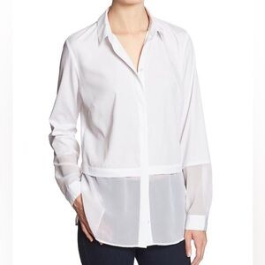 Stunning white double layer button down blouse 😍